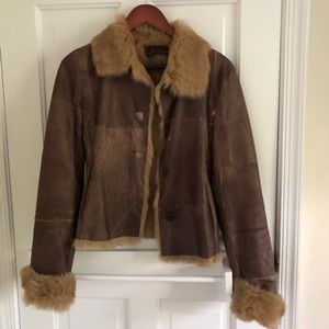 Guess leather and fur coat